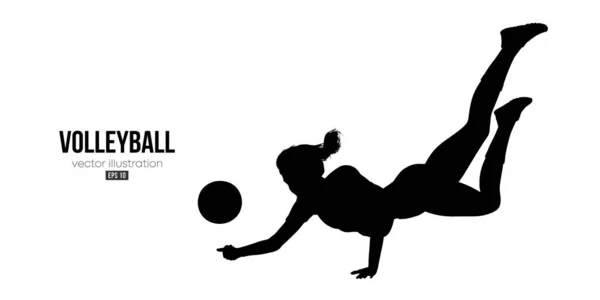 Abstract Silhouette Volleyball Player White Background Volleyball Player Woman Hits — Vettoriale Stock