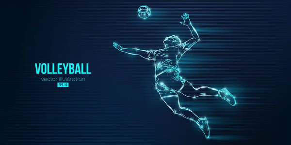 Abstract Silhouette Volleyball Player Blue Background Volleyball Player Man Hits — Stockvector