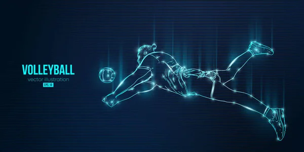 Silhouette Abstraite Joueur Volley Ball Sur Fond Bleu Joueur Volley — Image vectorielle