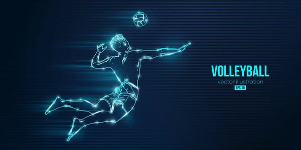 Abstrakte Silhouette Eines Volleyballers Auf Blauem Hintergrund Volleyballspieler Mann Trifft — Stockvektor