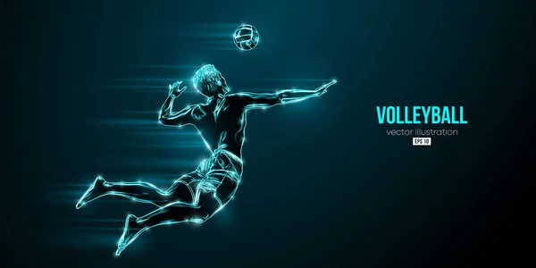 Abstrakte Silhouette Eines Volleyballers Auf Blauem Hintergrund Volleyballspieler Mann Trifft — Stockvektor