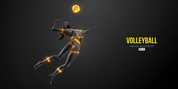 Abstract Silhouet Van Een Volleybalspeler Zwarte Achtergrond Volleybalvrouw Slaat Bal — Stockvector