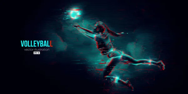 Abstract Silhouette Volleyball Player Blue Background Volleyball Player Woman Hits — Image vectorielle