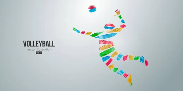 Abstract Silhouette Volleyball Player White Background Volleyball Player Man Hits — Image vectorielle