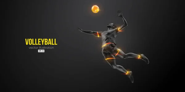 Abstract Silhouette Volleyball Player Black Background Volleyball Player Man Hits — Stockvector