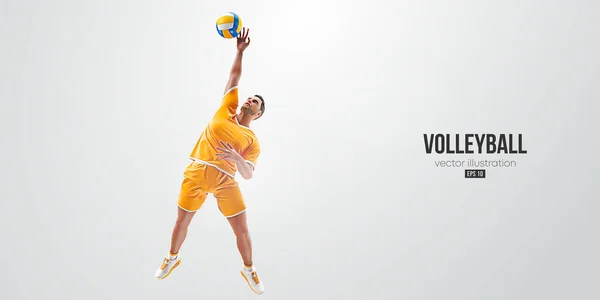 Realistic Silhouette Volleyball Player White Background Volleyball Player Man Hits — Image vectorielle