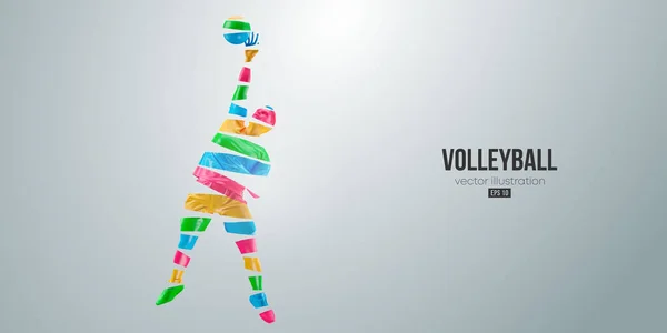 Abstract Silhouette Volleyball Player White Background Volleyball Player Man Hits — Stockvector