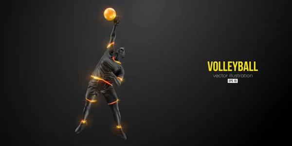 Abstrakte Silhouette Eines Volleyballers Auf Schwarzem Hintergrund Volleyballspieler Mann Trifft — Stockvektor