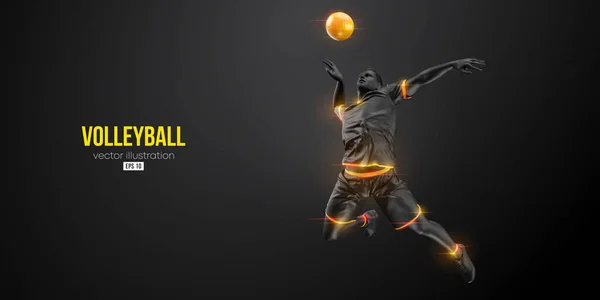 Abstract Silhouette Volleyball Player Black Background Volleyball Player Man Hits —  Vetores de Stock