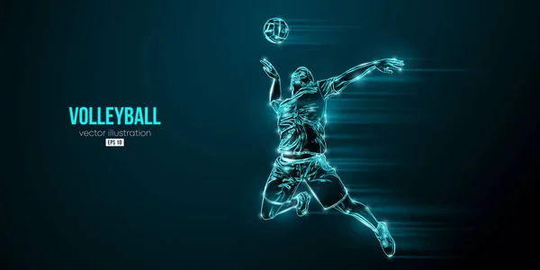 Abstract Silhouette Volleyball Player Blue Background Volleyball Player Man Hits —  Vetores de Stock