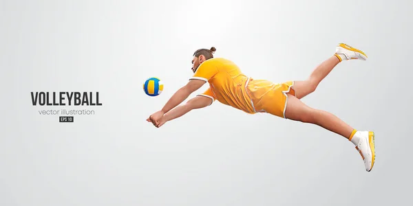 Realistic Silhouette Volleyball Player White Background Volleyball Player Man Hits — Vetor de Stock