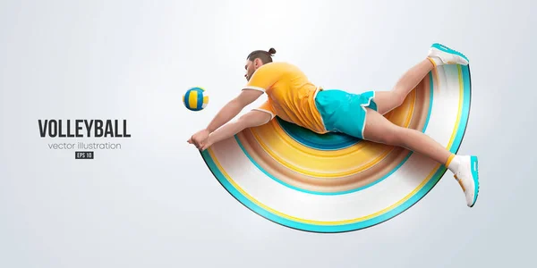 Realistic Silhouette Volleyball Player White Background Volleyball Player Man Hits — Image vectorielle