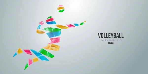 Abstrakte Silhouette Eines Volleyballspielers Auf Weißem Hintergrund Volleyballspieler Mann Trifft — Stockvektor