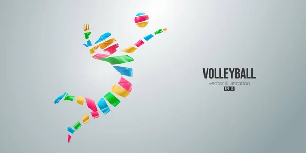 Abstrakte Silhouette Eines Volleyballspielers Auf Weißem Hintergrund Volleyballerin Trifft Den — Stockvektor