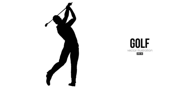 Abstract Silhouette Golf Player White Background Golfer Man Hits Ball — Vector de stock
