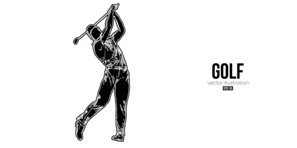 Abstract Silhouette Golf Player White Background Golfer Man Hits Ball — Vetor de Stock
