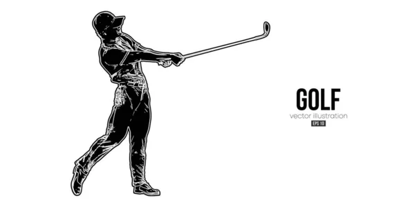 Abstract Silhouette Golf Player White Background Golfer Man Hits Ball — 스톡 벡터