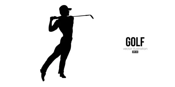 Abstract Silhouette Golf Player White Background Golfer Man Hits Ball — Wektor stockowy