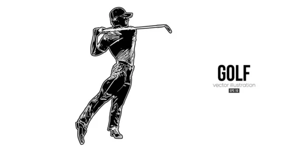 Abstract Silhouette Golf Player White Background Golfer Man Hits Ball — Stock vektor