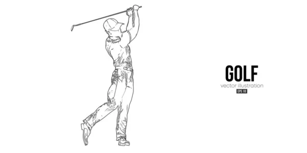 Abstract Silhouette Golf Player White Background Golfer Man Hits Ball — Vettoriale Stock