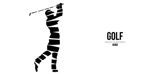 Abstract Silhouette Golf Player White Background Golfer Man Hits Ball — Stock vektor