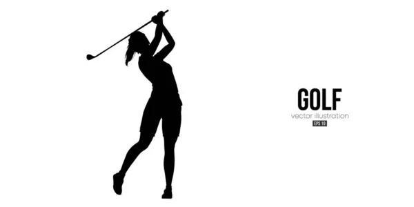Abstract silhouette of a golf player on white background. Golfer woman hits the ball. Vector illustration
