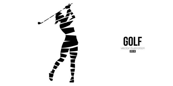 Abstract Silhouette Golf Player White Background Golfer Woman Hits Ball — Vettoriale Stock