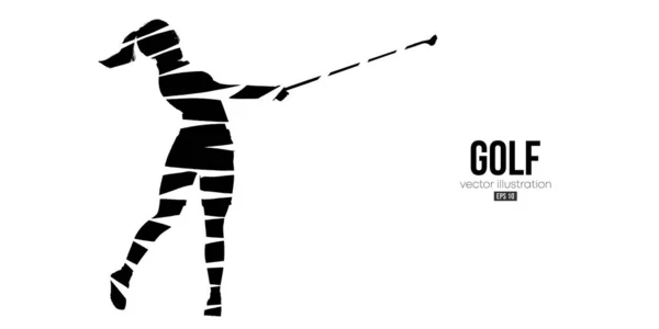 Abstract Silhouette Golf Player White Background Golfer Woman Hits Ball — Stockvector