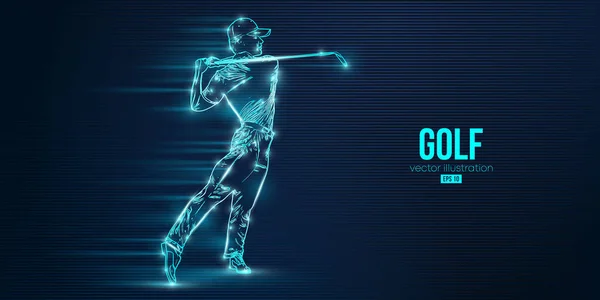 Abstract Silhouette Golf Player Blue Background Golfer Man Hits Ball — Image vectorielle