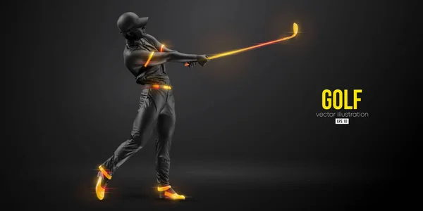 Abstract Silhouette Golf Player Black Background Golfer Man Hits Ball — Image vectorielle