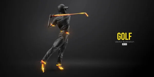 Abstract Silhouette Golf Player Black Background Golfer Man Hits Ball — Wektor stockowy