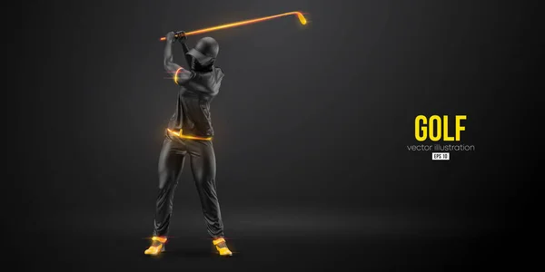 Abstract Silhouette Golf Player Black Background Golfer Man Hits Ball — ストックベクタ