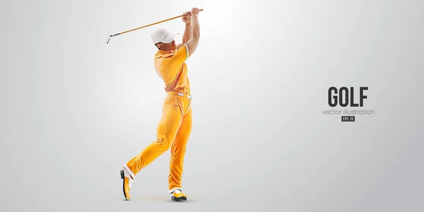 Realistic Silhouette Golf Player White Background Golfer Man Hits Ball — 图库矢量图片