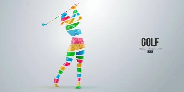 Abstract Silhouette Golf Player White Background Golfer Woman Hits Ball — Stock vektor