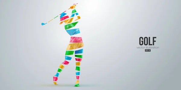 Abstract Silhouette Golf Player White Background Golfer Woman Hits Ball — Image vectorielle