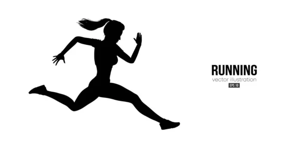 白地にランニングアスリートの抽象的なシルエット ランナーの女性はスプリントやマラソンを走っています ベクターイラスト — ストックベクタ