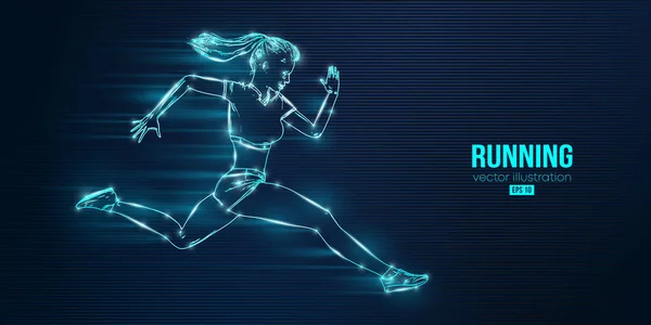 Abstraktní Silueta Běžícího Sportovce Modrém Pozadí Běžkyně Běží Sprint Nebo — Stockový vektor