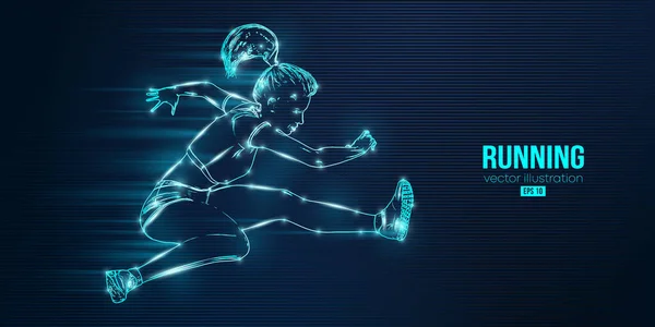 Abstract Silhouette Running Athlete Blue Background Runner Woman Running Sprint — Stock Vector