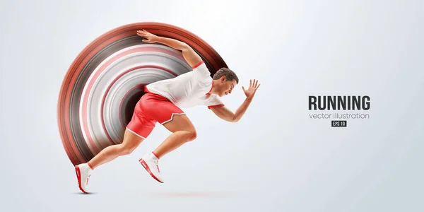 Realistická Silueta Běžícího Sportovce Bílém Pozadí Běžec Běží Sprint Nebo — Stockový vektor