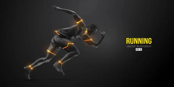 Abstraktní Silueta Běžícího Sportovce Černém Pozadí Běžec Běží Sprint Nebo — Stockový vektor