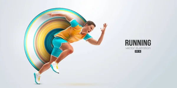 Ρεαλιστική Σιλουέτα Ενός Αθλητή Που Τρέχει Λευκό Φόντο Δρομέας Τρέχει — Διανυσματικό Αρχείο
