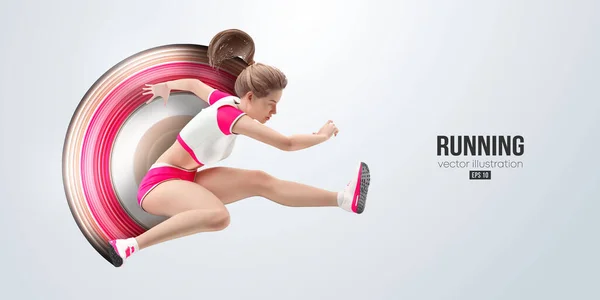 Ρεαλιστική Σιλουέτα Ενός Αθλητή Που Τρέχει Λευκό Φόντο Runner Γυναίκα — Διανυσματικό Αρχείο