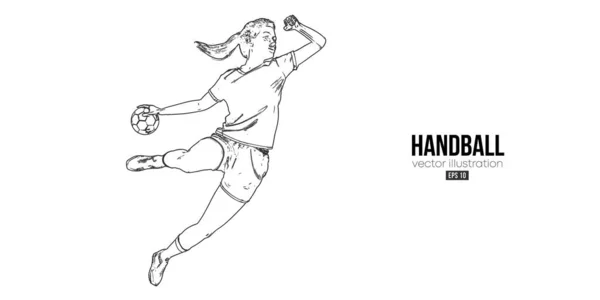 Silhouette Abstraite Joueur Handball Sur Fond Blanc Joueuse Handball Lance — Image vectorielle