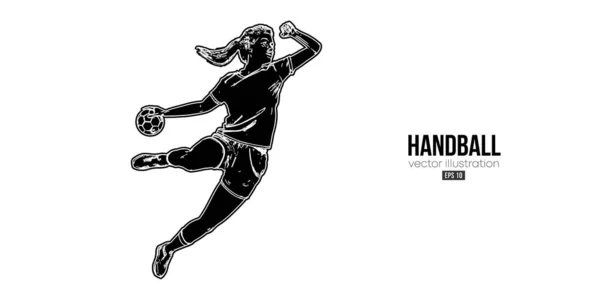 Abstrakte Silhouette Eines Handballers Auf Weißem Hintergrund Handballspielerinnen Werfen Den — Stockvektor