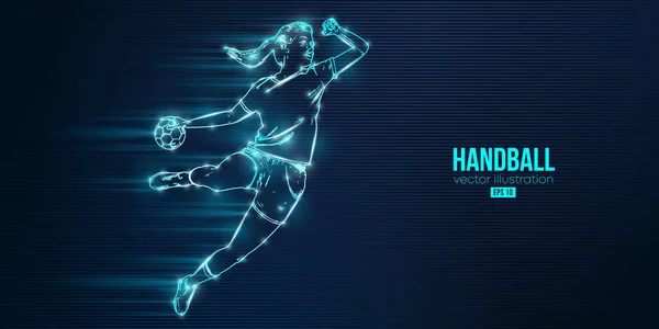 Silhouette Abstraite Joueur Handball Sur Fond Bleu Joueuse Handball Lance — Image vectorielle
