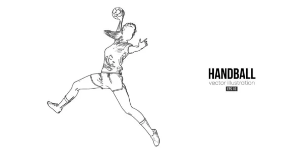 Silhouette Abstraite Joueur Handball Sur Fond Blanc Joueuse Handball Lance — Image vectorielle