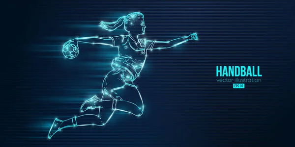 Silhouette Abstraite Joueur Handball Sur Fond Bleu Joueuse Handball Lance — Image vectorielle