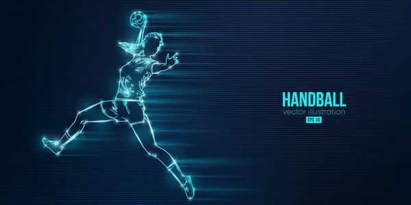 Silhouette Abstraite Joueur Handball Sur Fond Bleu Joueuse Handball Lance — Image vectorielle