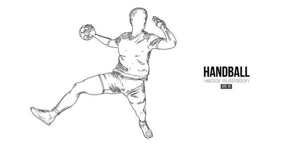 Abstrakcyjna Sylwetka Piłkarza Ręcznego Białym Tle Piłkarz Rzuca Piłkę Ilustracja — Wektor stockowy