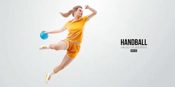 Silhouette Réaliste Joueur Handball Sur Fond Blanc Joueuse Handball Lance — Image vectorielle